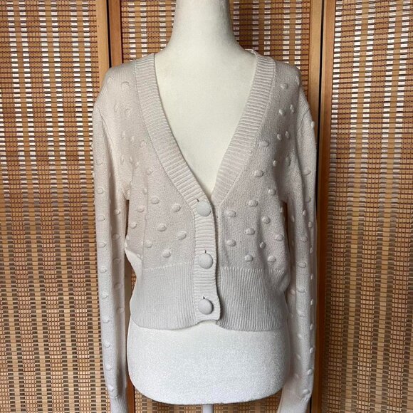 White Cotton On cardigan with polka dot detail and front button closure. - Picture 1 of 4